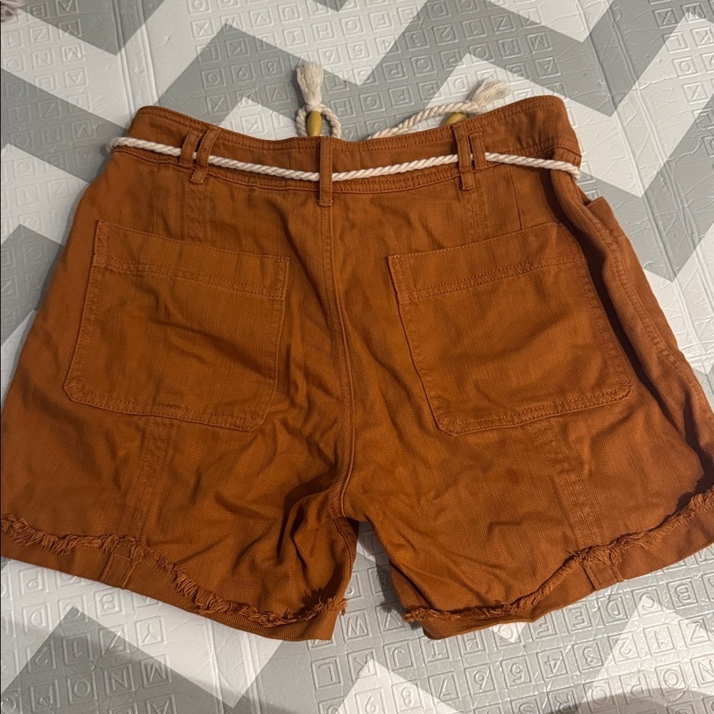Anthropologie Rust Linen Blend Shorts | Rope Belt | Size 27 | Boho Summer - Picture 5 of 5